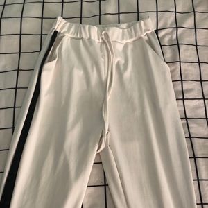 High Waist White Striped Joggers